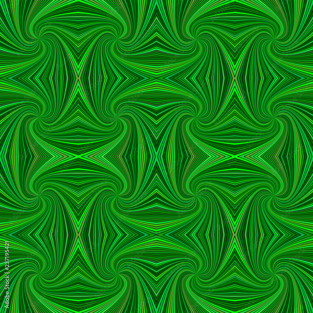 Poster green seamless psychedelic abstract spiral stripe pattern background - vector curved ray graphic des
