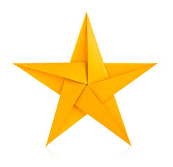 Golden star of origami. - obrazy, fototapety, plakaty