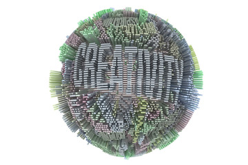 Colorful 3D rendering. Background abstract business or finance, geometric structure sphere or planet for design, graphic resource.