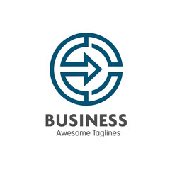 creative circle letter c with arrow logo vector concept