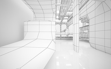 Obraz premium Abstract white interior highlights future. Polygon drawing. Architectural background. 3D illustration and rendering