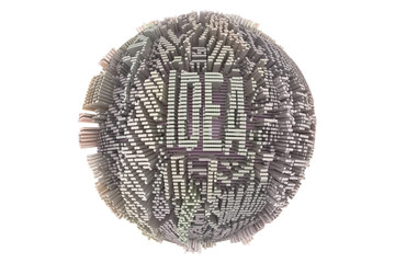 Colorful 3D rendering. Abstract business or finance, geometric structure sphere or planet. Wallpaper for graphic design.