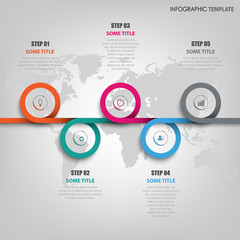 Abstract info graphic with colored rounds line template