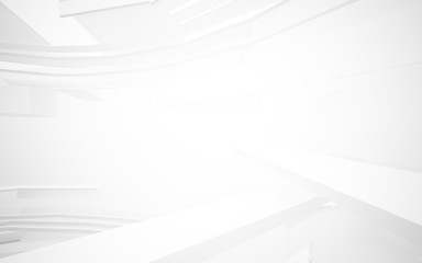 Abstract white interior highlights future. Architectural background. 3D illustration and rendering