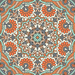 Colorful Tribal Ethnic Festive Abstract Floral Vector Pattern