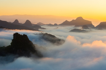 Fototapeta premium Morning sunrise over mist .
