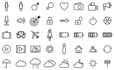 Simple variety outline icon set for vector business concept