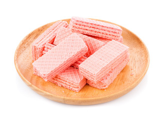 wafers with strawberry isolated on white background