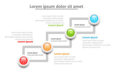 Four topics 3D colorful marble circle on sequence for website presentation cover poster vector design infographic illustration concept