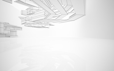 Fototapeta na wymiar Abstract white interior highlights future. Polygon drawing. Architectural background. 3D illustration and rendering