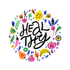 Healthy nutrition flat hand drawn illustration