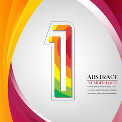 abstract number one rainbow style, arc colorful background vector