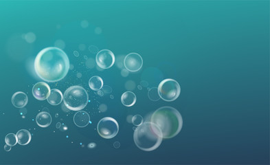 Dark blue blur background with bubbles in vector.