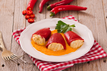 Stuffed piquillo peppers with cod. 