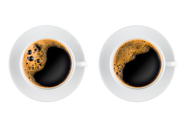 Two cups of coffee top view