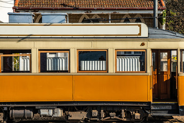 Obraz premium blank billboard mock up over the old tram city tour advertising display