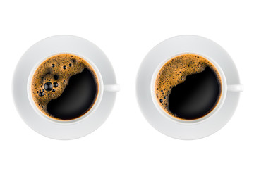 Two cups of coffee top view