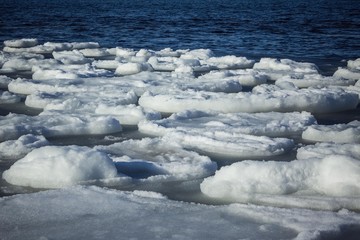 Ice, snow on the sea.