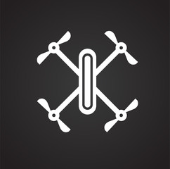Drone quadcopter icon on black background for graphic and web design, Modern simple vector sign. Internet concept. Trendy symbol for website design web button or mobile app