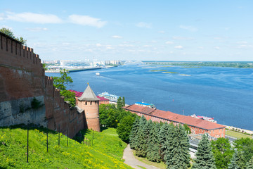 Nizhny Novgorod. The confluence of the Oka and Volga rivers near the walls of the Nizhny Novgorod Kremlin.