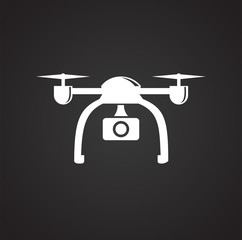 Drone quadcopter icon on black background for graphic and web design, Modern simple vector sign. Internet concept. Trendy symbol for website design web button or mobile app