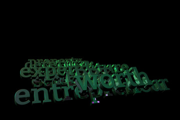 3D rendering. Background abstract CGI typography, motivation related keywords cloud for design, graphic resource.