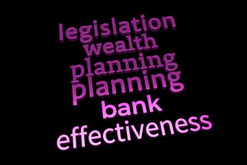 3D rendering. Background abstract CGI typography, motivation related keywords cloud for design, graphic resource.