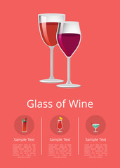 Glass of Wine Poster with Two Glasswares Icons