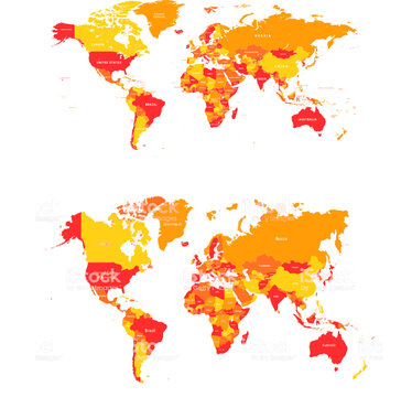 Red-Yellow Vector Map of The World