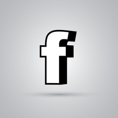 Obraz premium White 3D vector letter F lowercase with black border isolated on white background