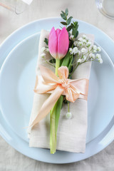 Stylish table setting with beautiful flowers © Pixel-Shot