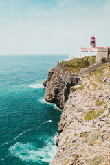 Fototapeta na wymiar lighthouse on coast of portugal