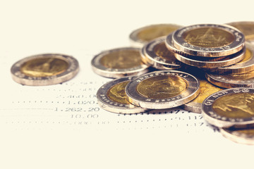 Coins on account passbook