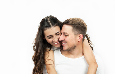 Obraz na płótnie Canvas romantic beautiful couple na white isolated background