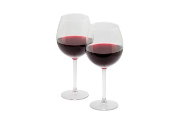 Glass of wine on white background