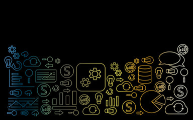 data analytics icons on black background vector mockup