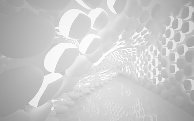 White smooth abstract architectural background whith gray lines . 3D illustration and rendering