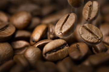 Coffee beans falling