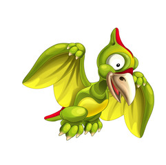Cartoon dinosaur pterodactyl on white background - illustration for children © honeyflavour