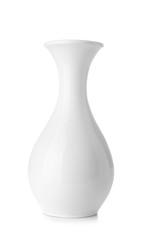 Beautiful ceramic vase on white background