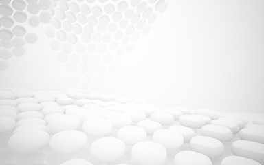 White smooth abstract architectural background whith gray lines . 3D illustration and rendering