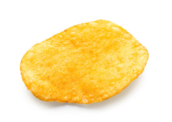 Tasty crispy potato chip on white background