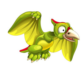 Cartoon dinosaur pterodactyl on white background - illustration for children © honeyflavour