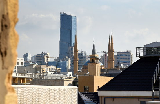 Skyline von Beirut vom Dach eines Hauses