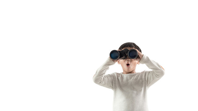 Boy Holding Binoculars