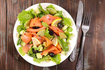 salad with salmon and avocado