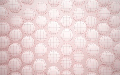 Abstract smooth white interior of the future. Polygon red drawing. Architectural background. 3D illustration and rendering 