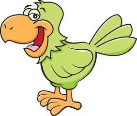 Cartoon illustration of a happy parrot.