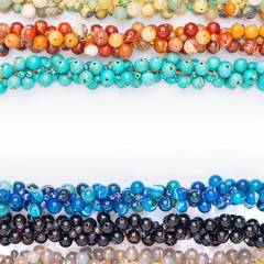 Colorful of Chakra bracelets made from natural stone the design for women fashion on isolated white background - Lots of people wear it's because they believe the power of healing for good healthy