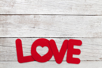 Valentines day greeting card with love word